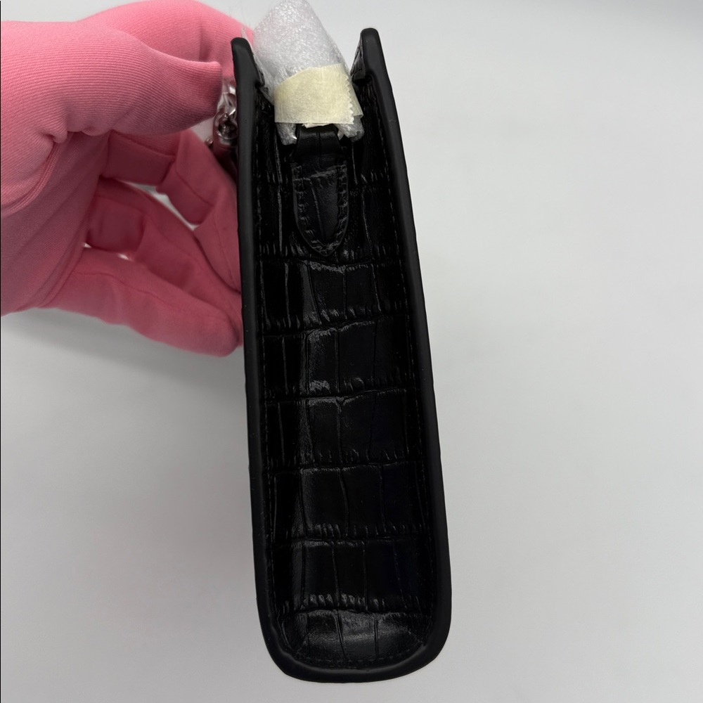 Coach Slim Crossbody Croc Embossed Bag Black - Picture 3 of 16